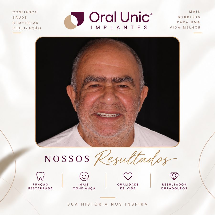 Paciente da Oral Unic Campo Grande sorrindo após tratamento com implantes